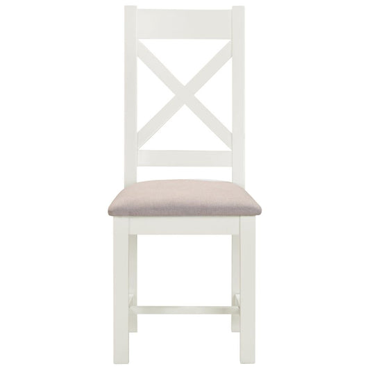 Pair of Windsor Ivory Cross Back Dining Chairs Front