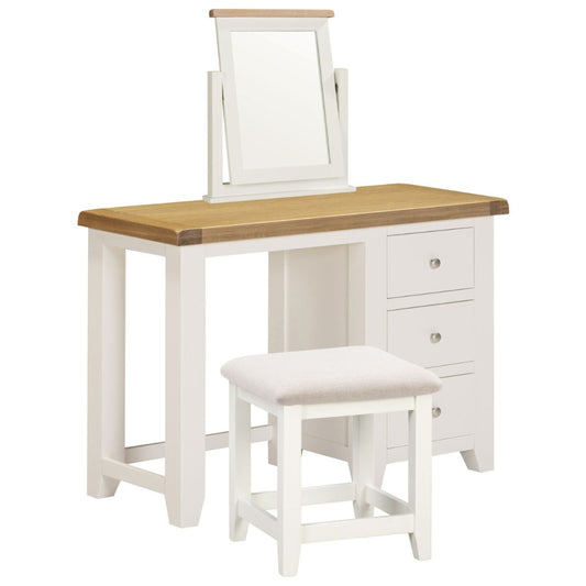 Dressing table with mirror and stool on a white background