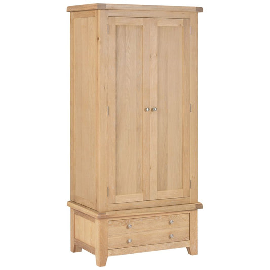 Windsor Natural Oak 2 Door 1 Drawer Wardrobe