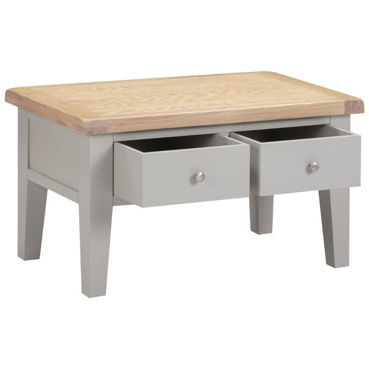 Windsor Pebble Grey 2 Drawer Coffee Table Drawers