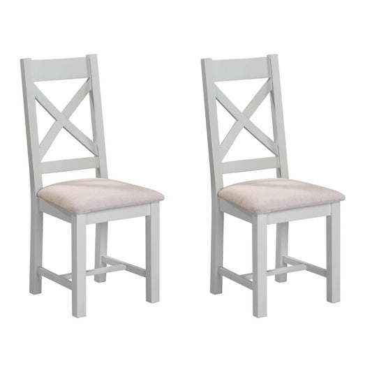 Pair of Windsor Pebble Grey Cross Back Chairs