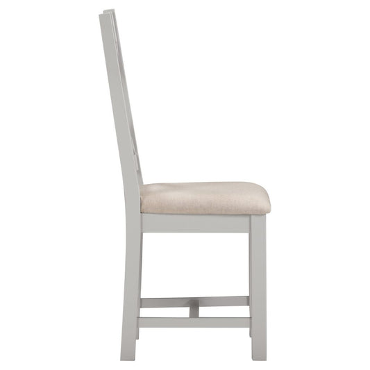 Windsor Pebble Grey Cross Back Chair Side