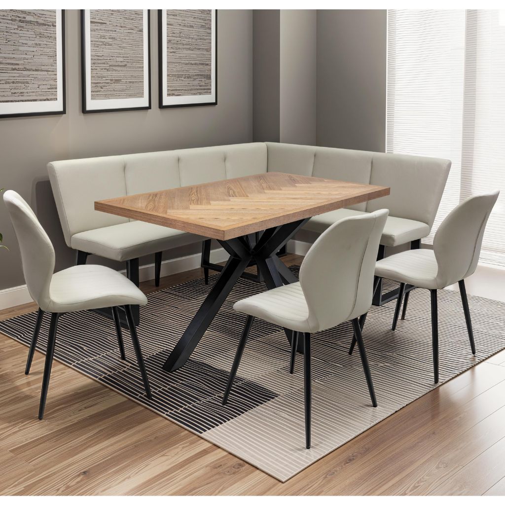 Zolla Medium Ash Veneer Dining Table Weston Bench Dalmine C