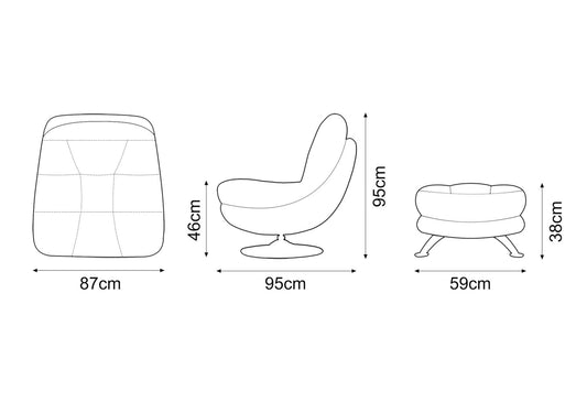 Axis Swivel Chair & Footstool Range by SofaHouse Dimensions