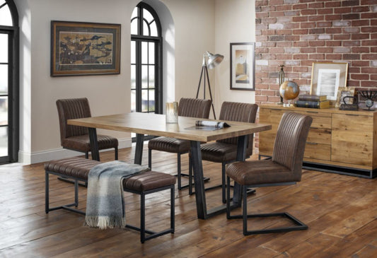 Brooklyn Dining Table, 4 Chairs & an Upholstered Bench by Julian Bowen