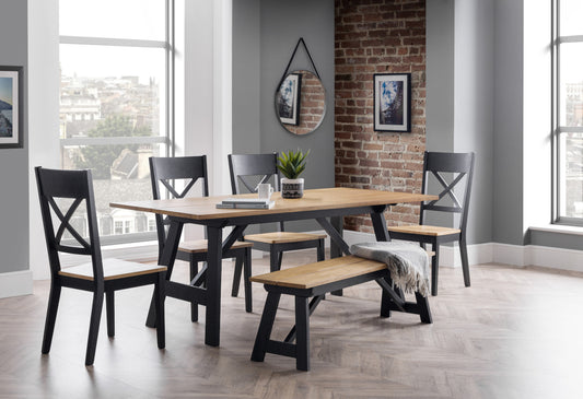 Hockley Dining Table, 4 Chairs and a Bench by Julian Bowen