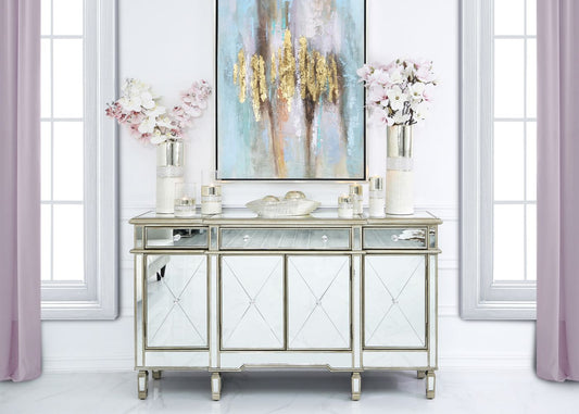 Beaumont Gold 3-Drawer & 4-Door Mirrored Sideboard by Lina Home