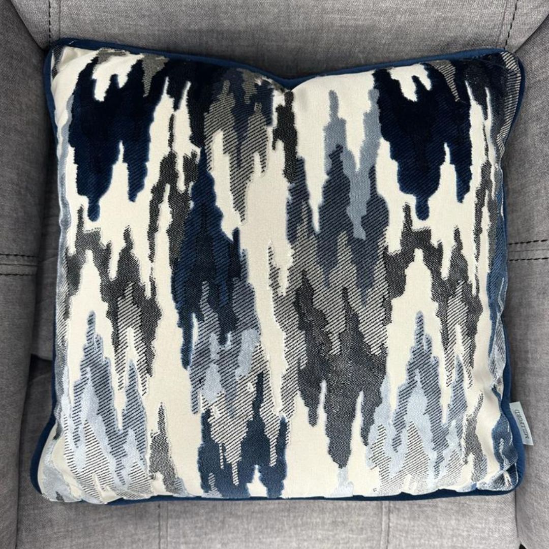 Navy and Grey Abstract Cushion - Main Image