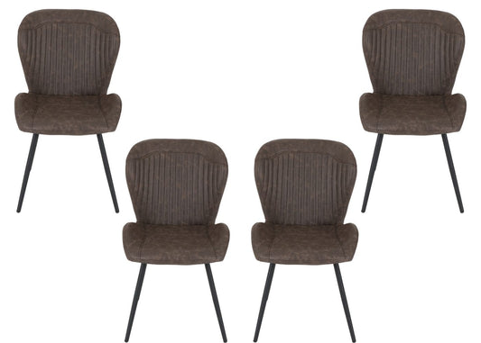 Set of 4 Quebec Brown Faux Leather Dining Chairs by Wholesale Beds & Furniture