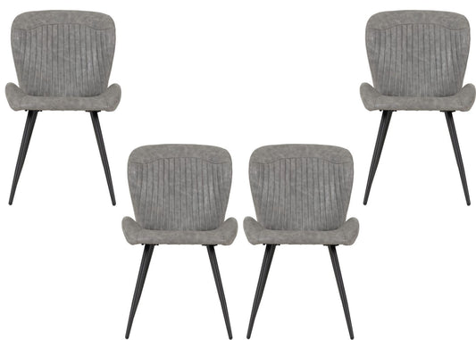 Set of 4 Quebec Grey Faux Leather Dining Chairs by Wholesale Beds & Furniture