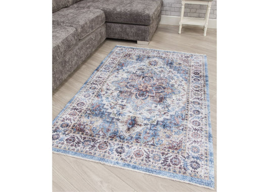 Modena Blue Cream Vita Rug Range by Home Trends Room Image