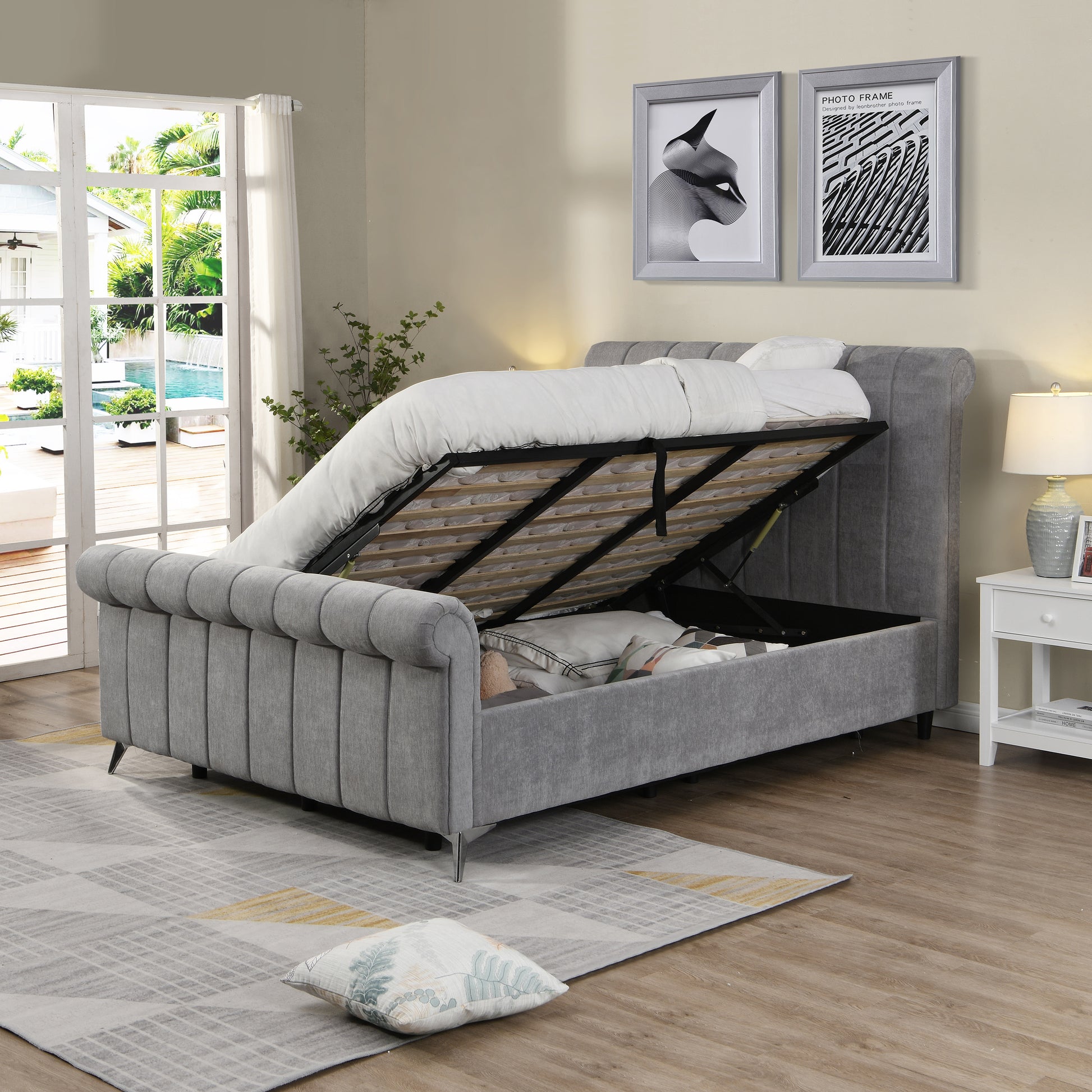 carlow double grey storage bedframe