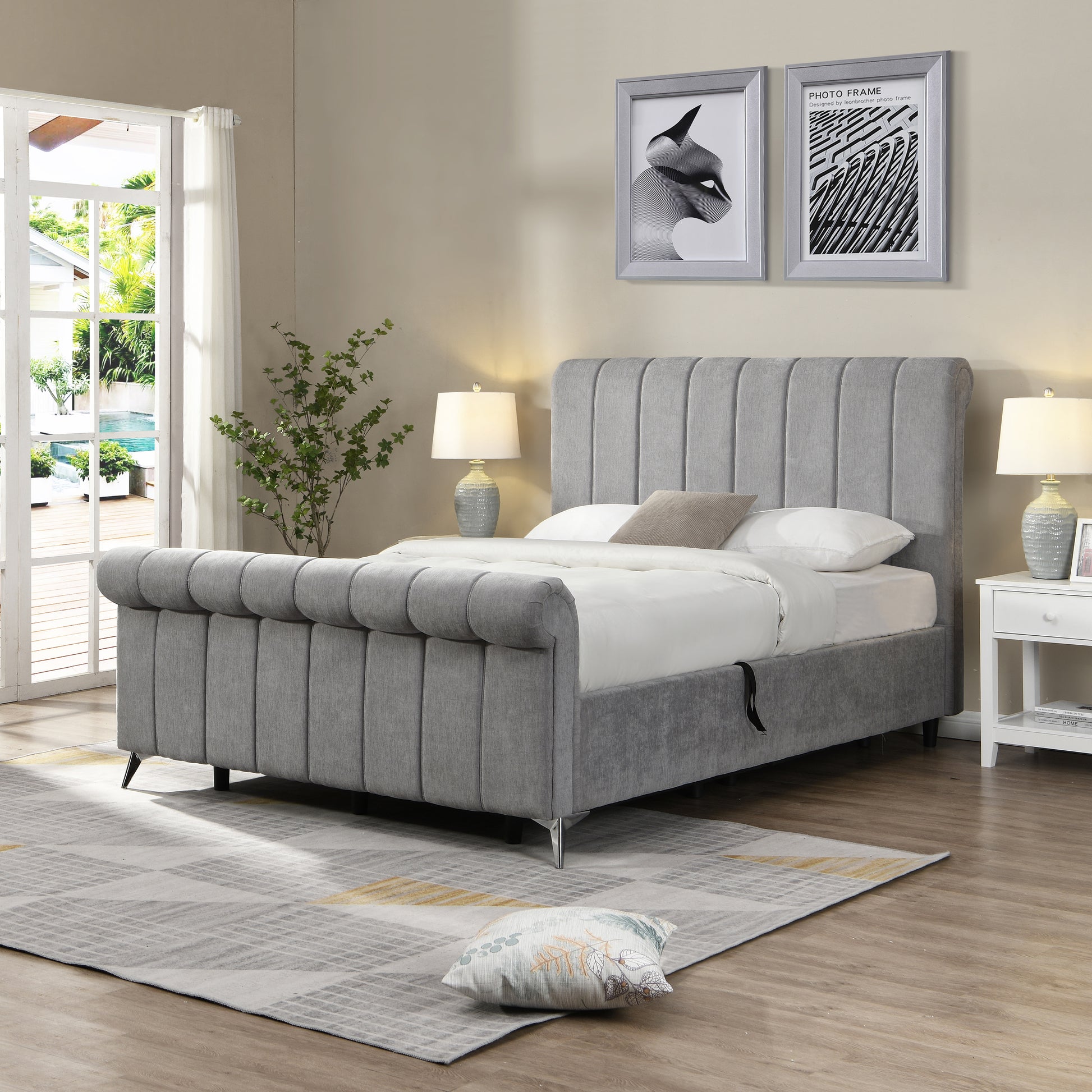 carlow double grey storage bedframe