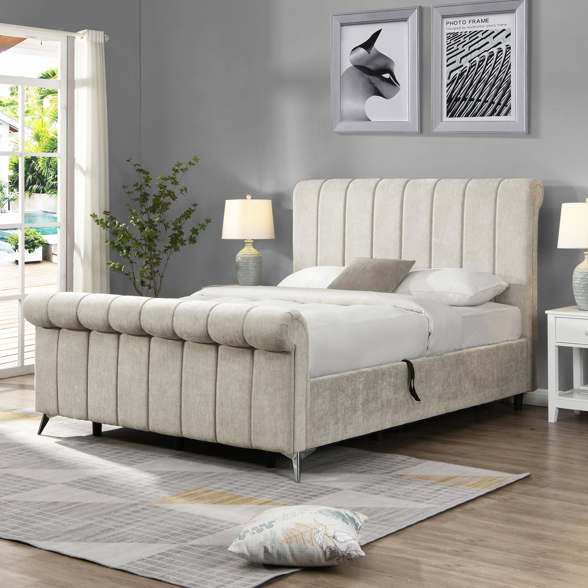 Carlow 4ft 6 Beige Bedframe