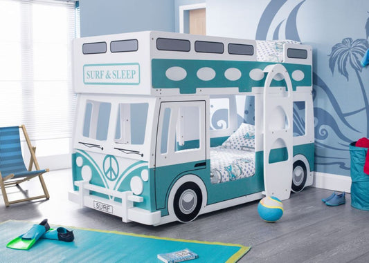 Campervan Bunk Bed by Julian Bowen - Green & White Room Image