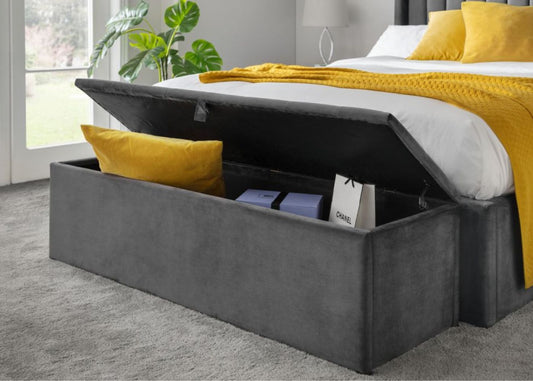 Ravello Dark Grey Velvet Blanket Box by Julian Bowen