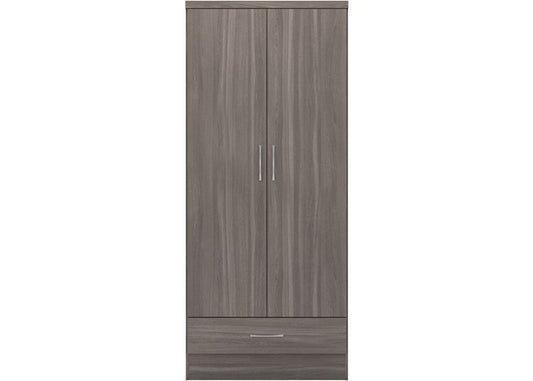 Nevada Black Wood Grain 2-Door Wardrobe by Wholesale Beds & Furniture