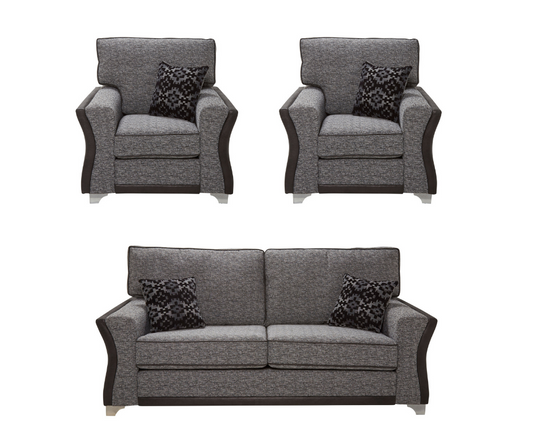 Wave Como Charcoal/ Colorado Black 3+1+1 Sofa Set by Red Rose