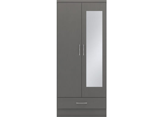 Nevada 3D Effect Grey 2-Door Mirrored Wardrobe by Wholesale Beds & Furniture