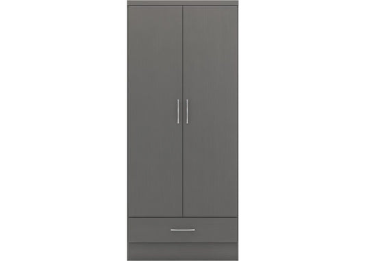 Nevada 3D Effect Grey 2-Door Wardrobe by Wholesale Beds & Furniture