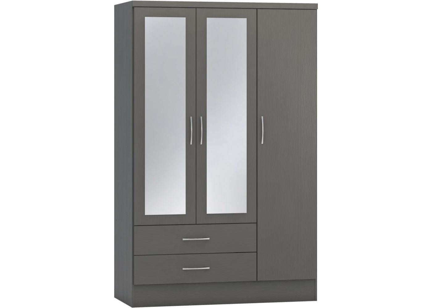 Nevada 3D Effect Grey 3-Door Mirrored Wardrobe by Wholesale Beds & Furniture