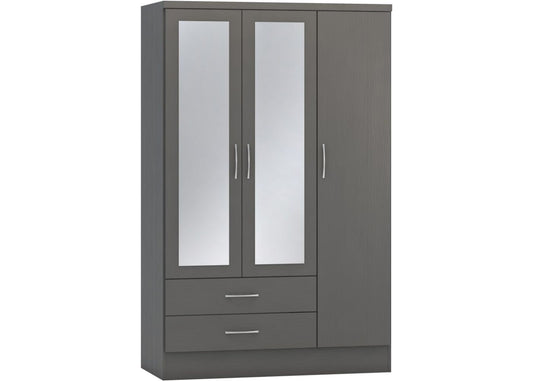 Nevada 3D Effect Grey 3-Door Mirrored Wardrobe by Wholesale Beds & Furniture