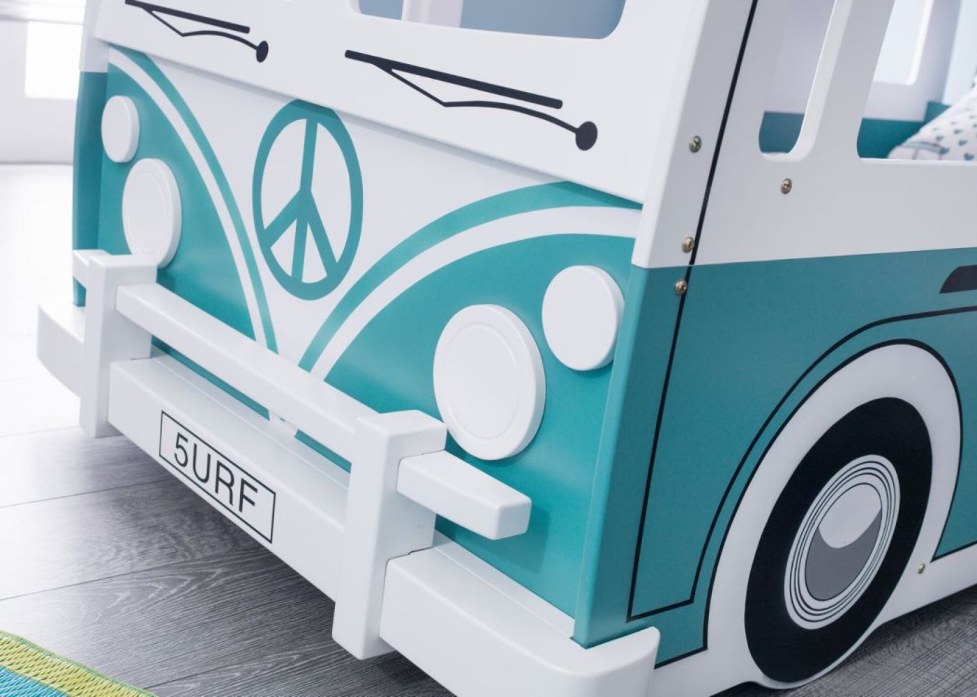 Campervan Bunk Bed by Julian Bowen - Green & White Outside