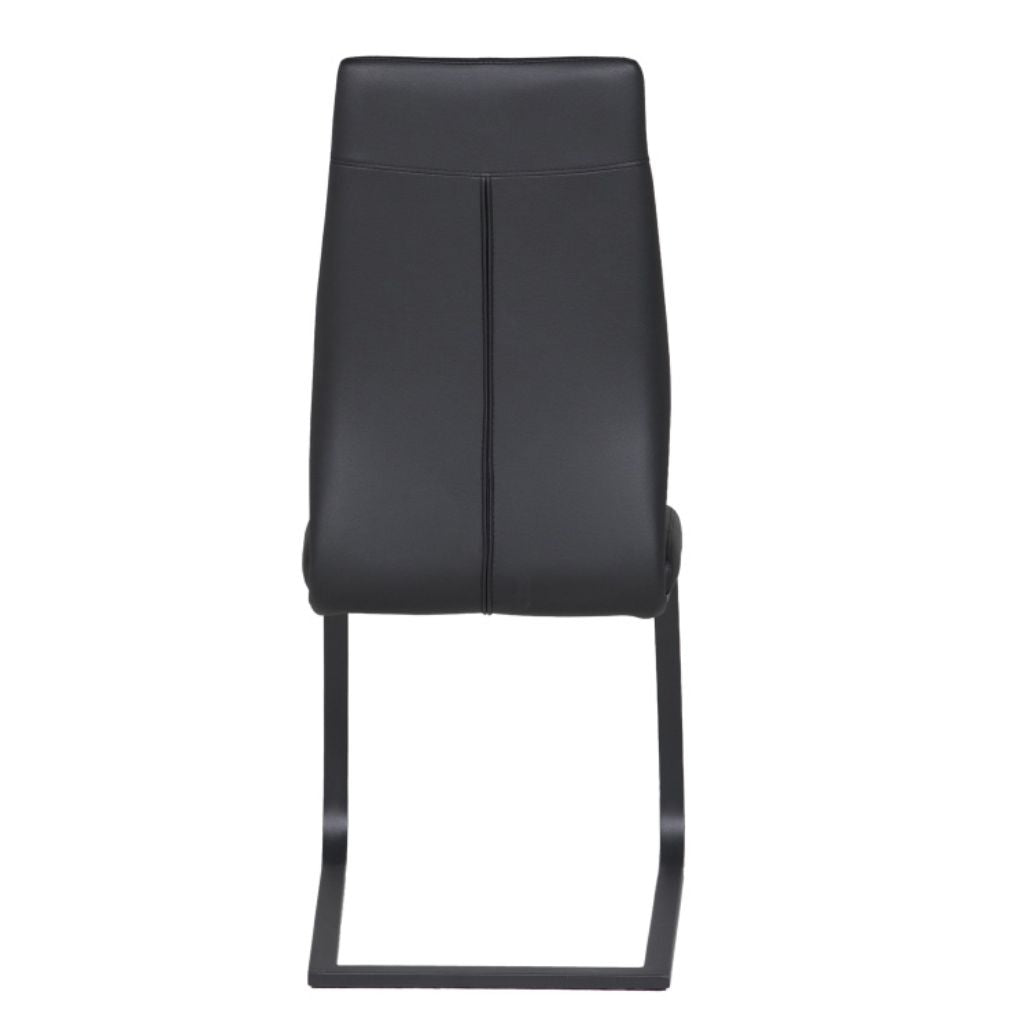 Black chair with a minimalist design on a white background