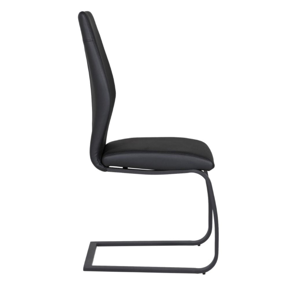 Black chair with a modern design on a white background