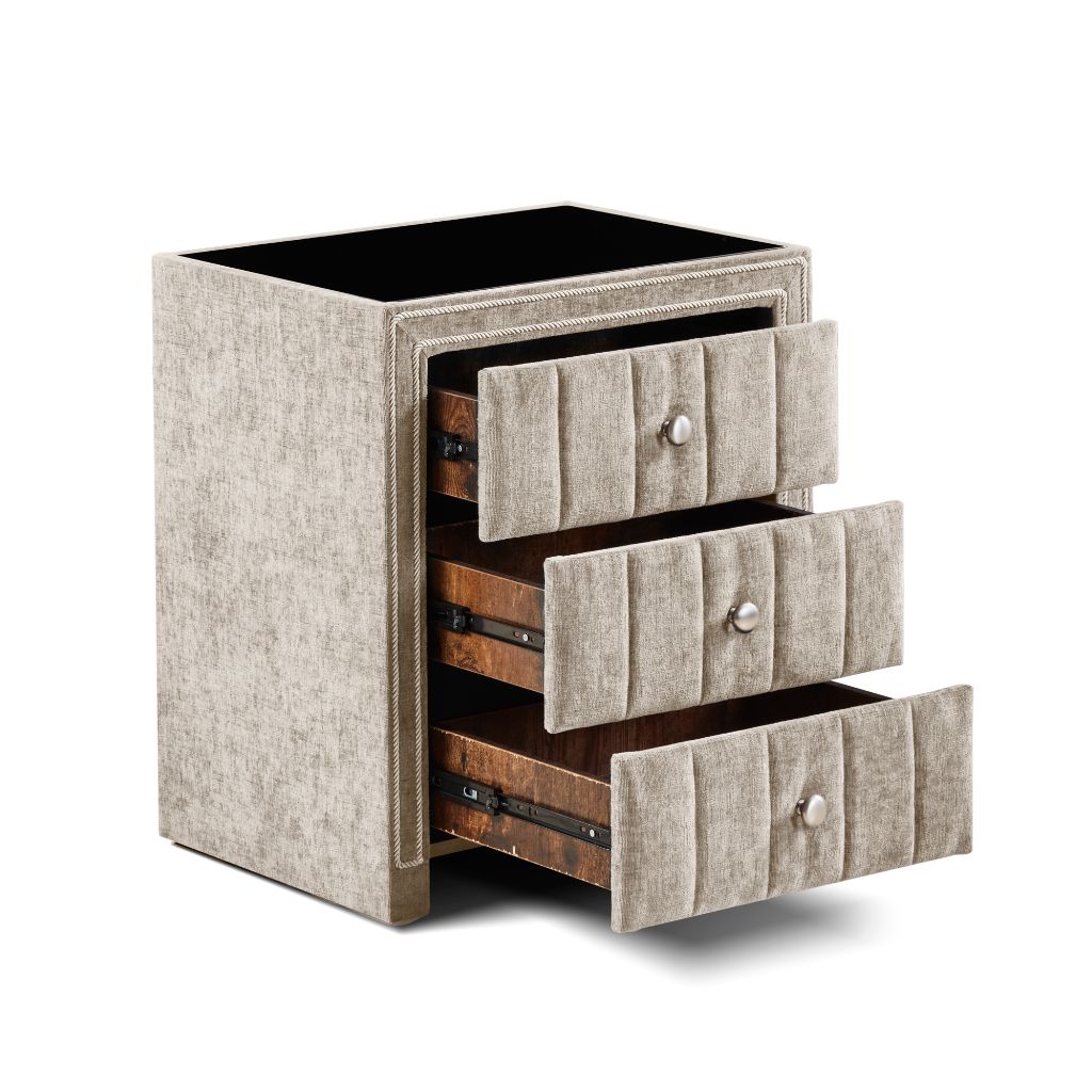 Amelia Beige Bedside 3 drawers