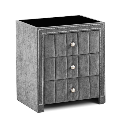 Amelia Grey 3 Drawer Bedside