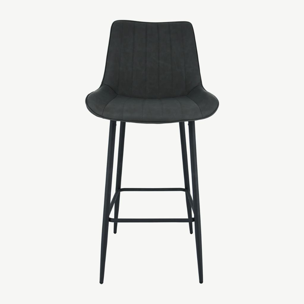 Anglia Charcoal PU Bar Stool Front