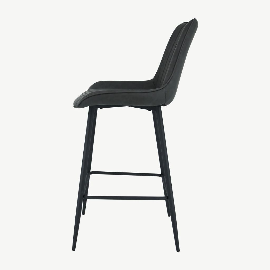 Anglia Charcoal PU Bar Stool Side