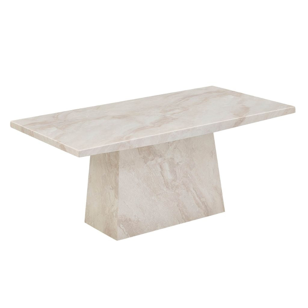 Beige marble coffee table on a white background