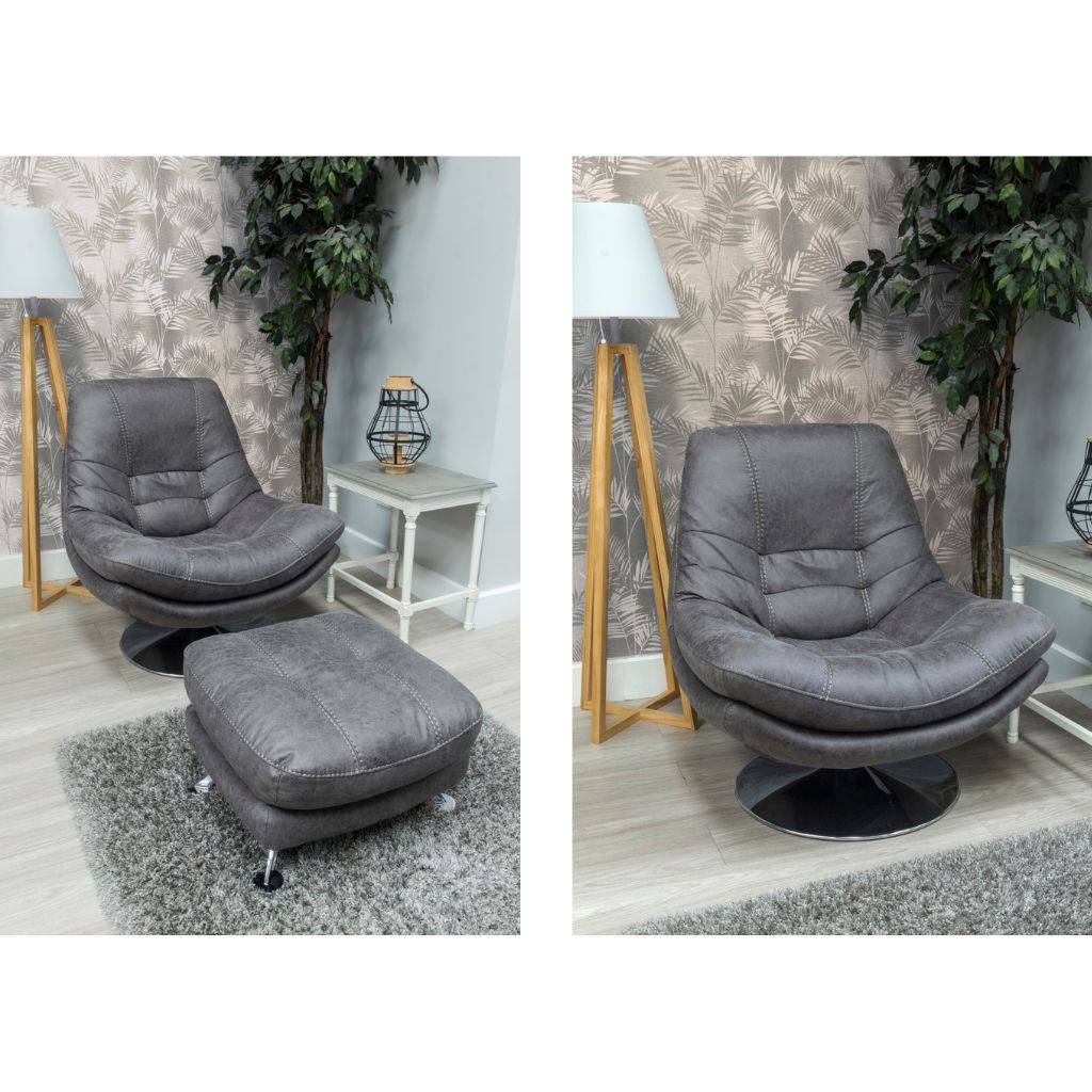 Axis Swivel Chair & Footstool Grey