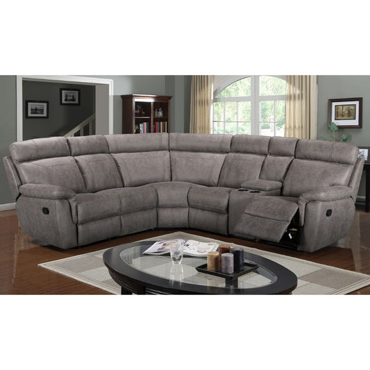 Baxter Fabric 2&2 Grey Reclining Corner Sofa w/ Console