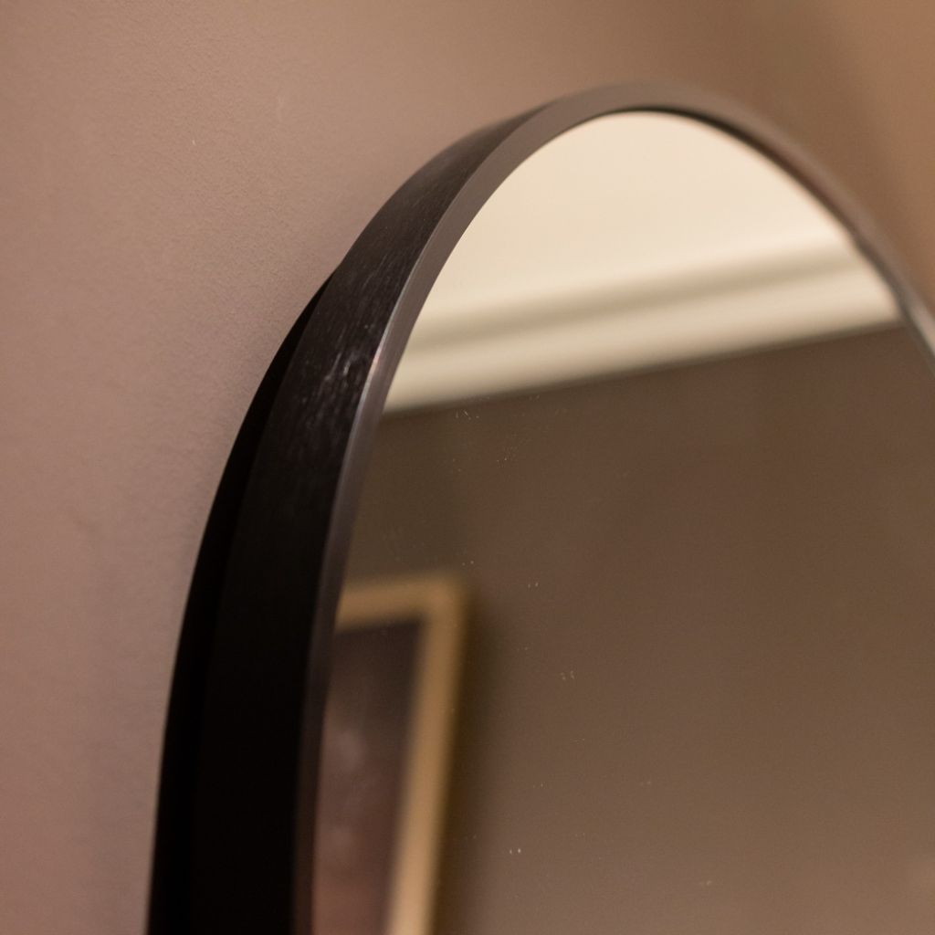 Modena Black Round 60cm Wall Mirror Close