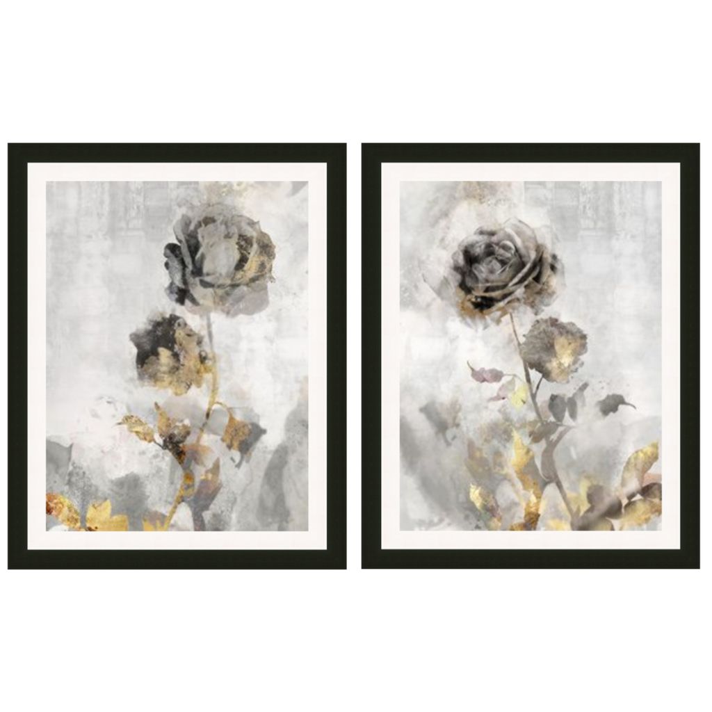 Black Roses Set of 2 Framed Pictures