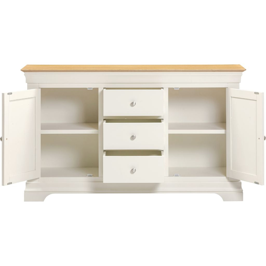 Bordeaux Ivory 2 Door 3 Drawer Sideboard Open