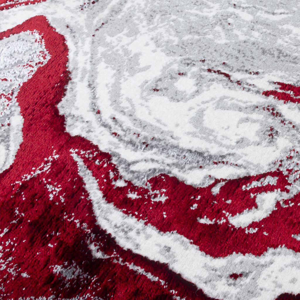 Close-up of a red and white patterned fabric