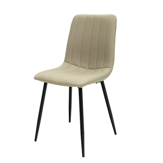 Beige chair with black legs on a white background