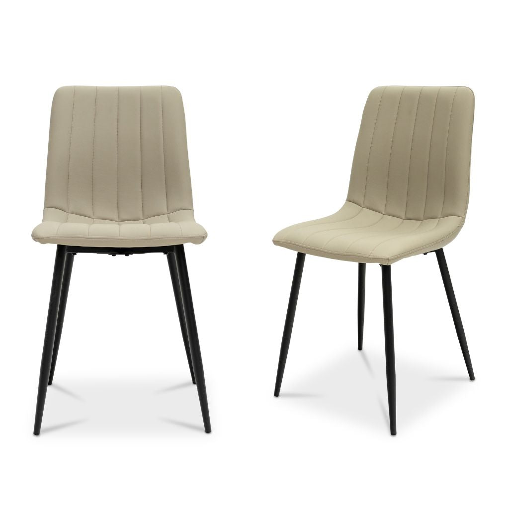 beige faux leather dining chair