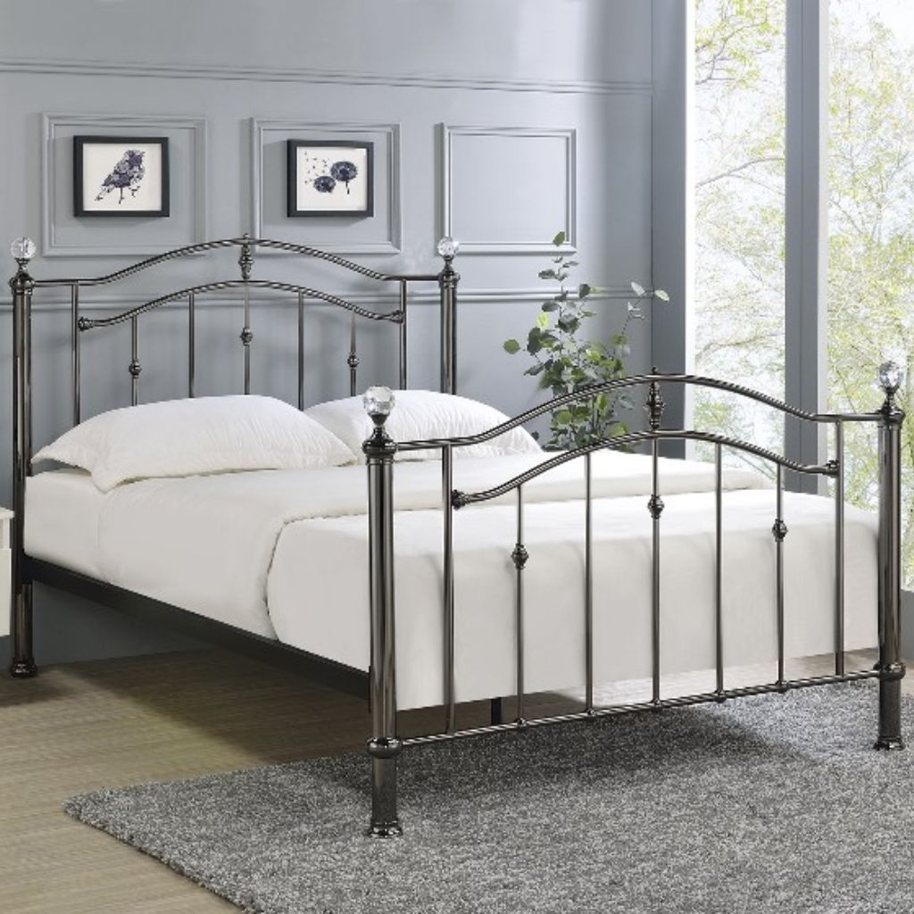 Callisto Black and Chrome Bedframe Angle