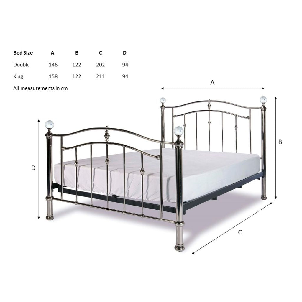 Callisto Black and Chrome Bedframe Dimensions