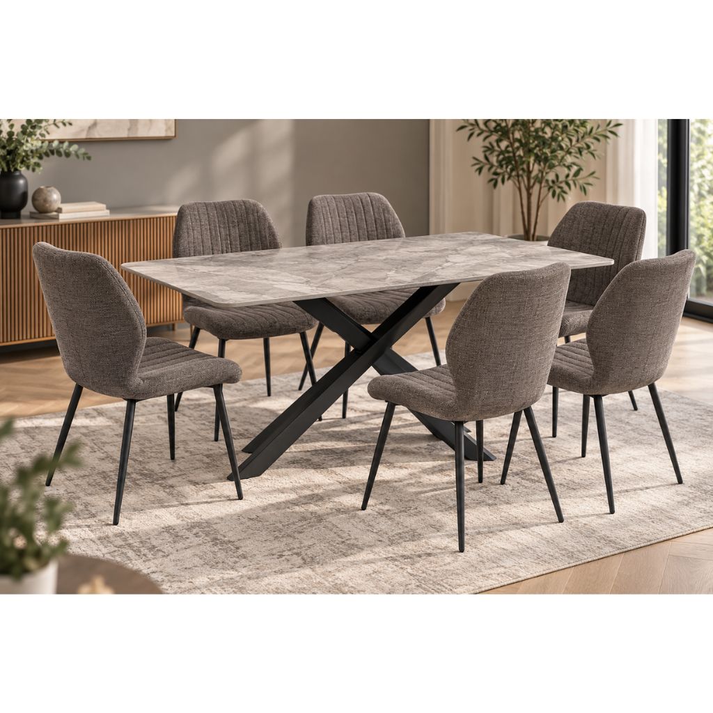 Camino 1.6 table and 6 bariello chairs