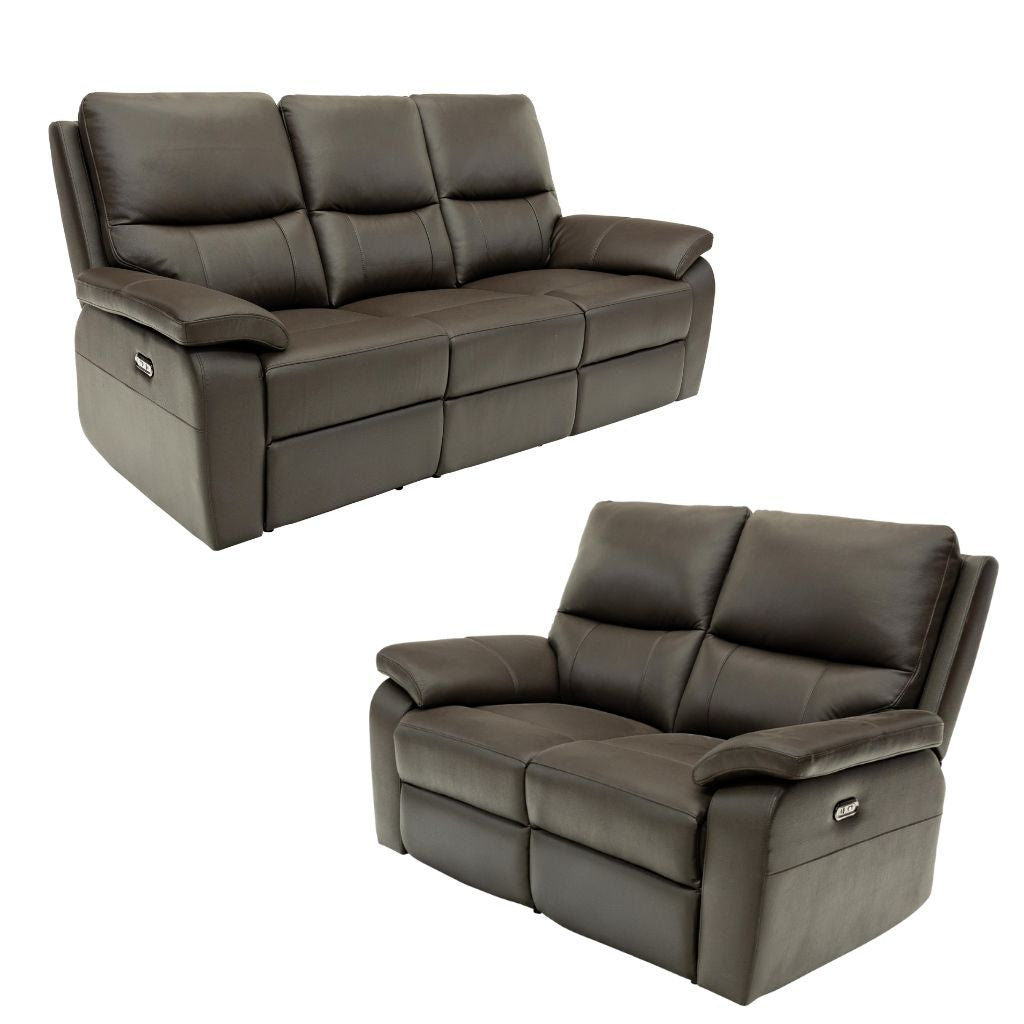 Brown leather sofa set on a white background