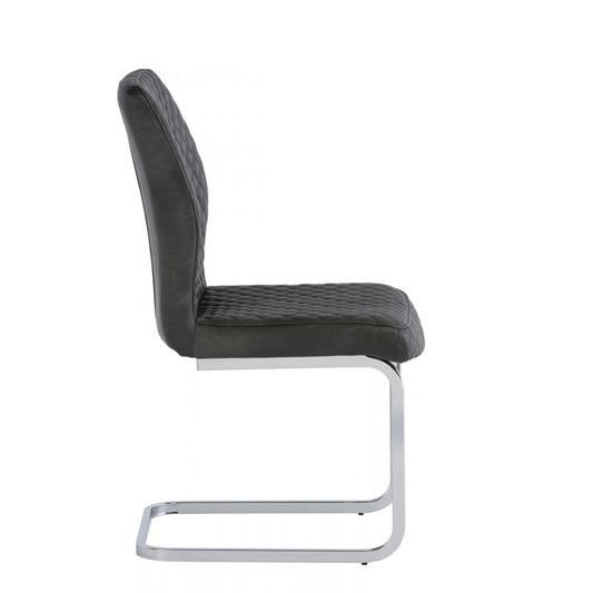 Side view of the grey caprino with polished chrome cantilever legs