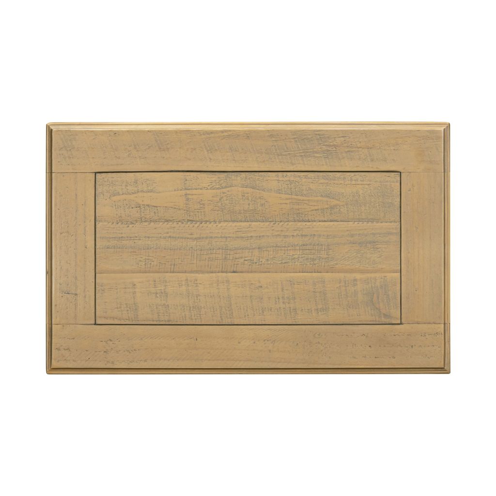 Wooden panel with a rectangular cutout on a white background