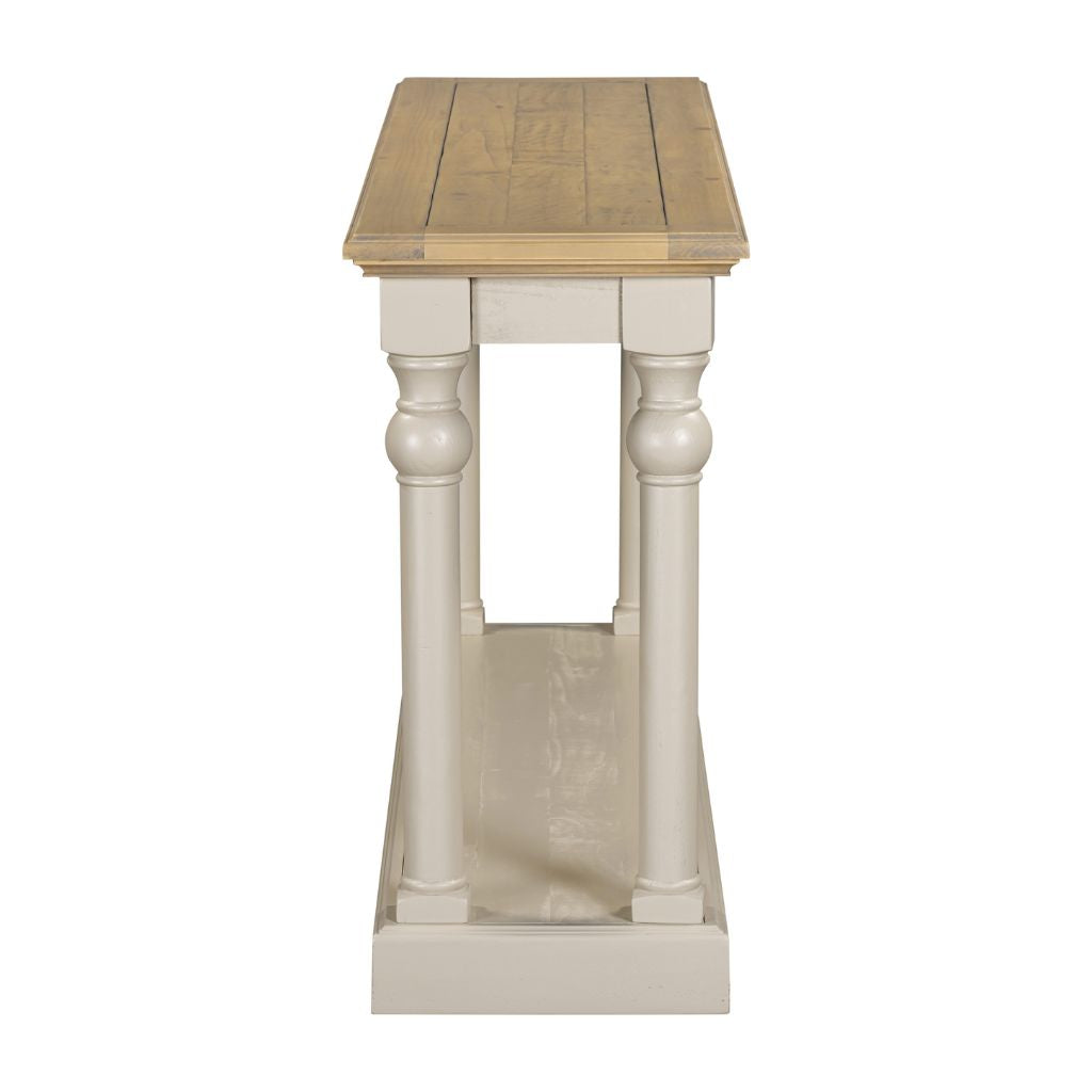 Small wooden table with a light finish on a white background