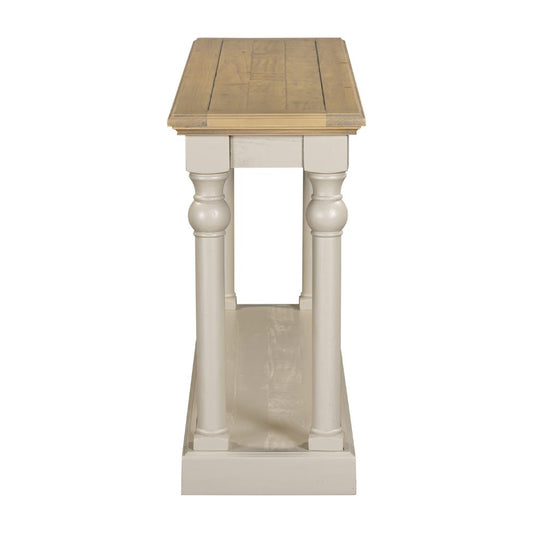 Small wooden table with a light finish on a white background
